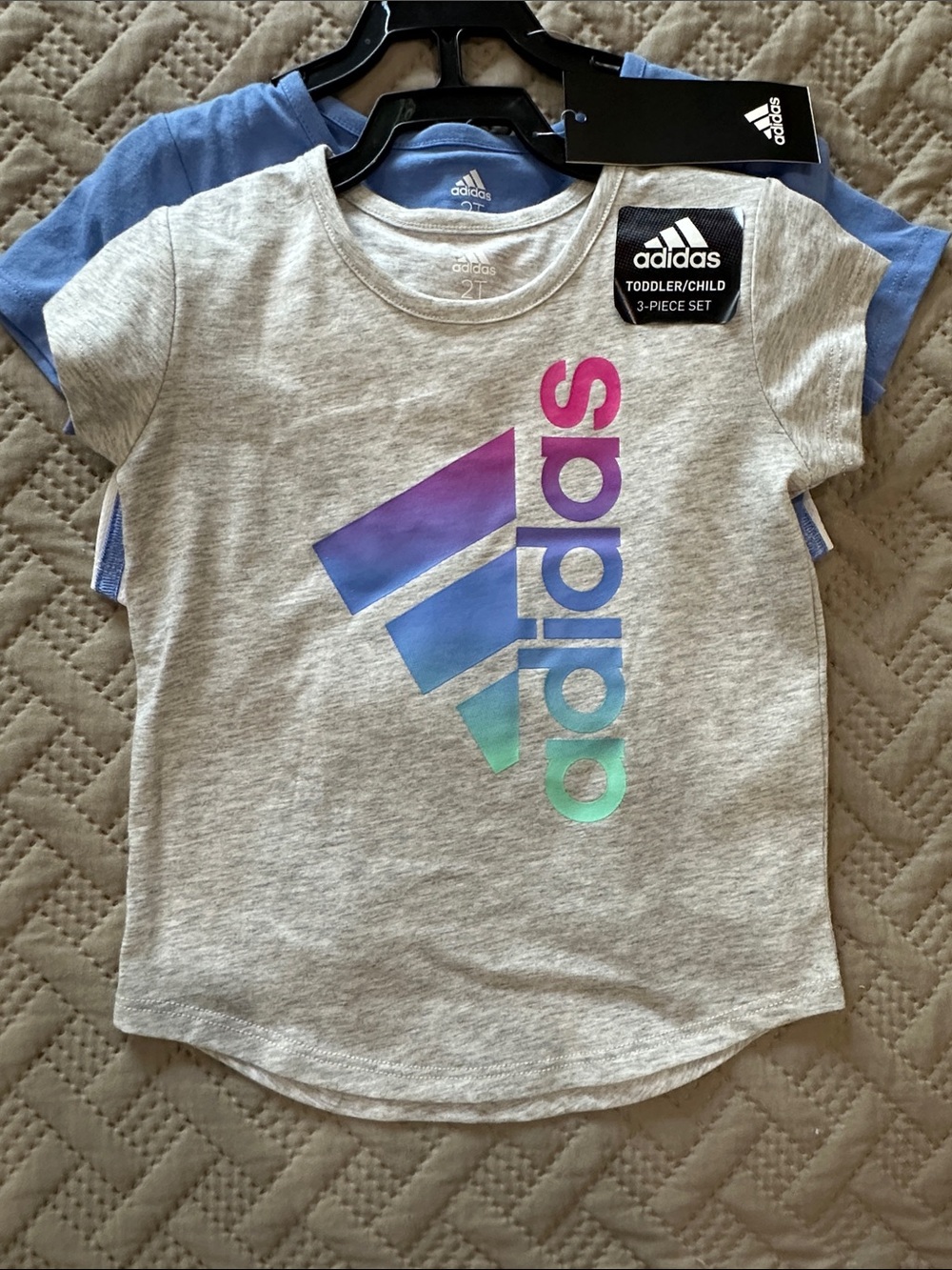 adidas Toddler 3 Piece Set: Short Sleeve Tees with matching Short